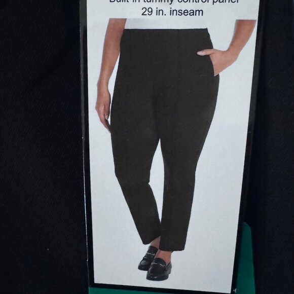 Hilary Radley XL Mid Rise Black Slim Leg Pants 29" Inseam Built-In Tummy Control - Picture 6 of 10